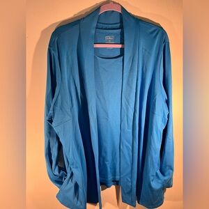 LL Bean Blue Open Front Cardigan and Top Set. Supima Cotton Soft  3X